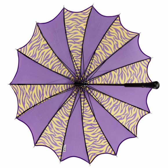 LSU Inspired Purple & Gold Tiger Print Parasol Style Umbrella - Picture 8 of 9